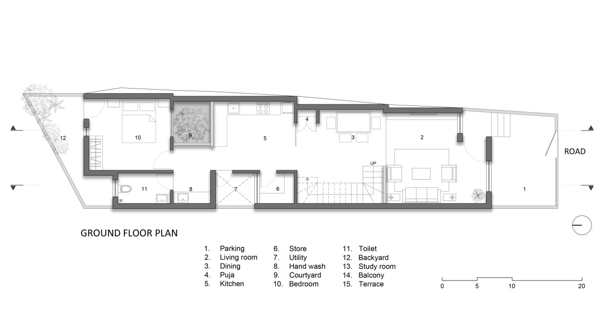 Ground floor plan of 13X70 House by Studio ZERO.1