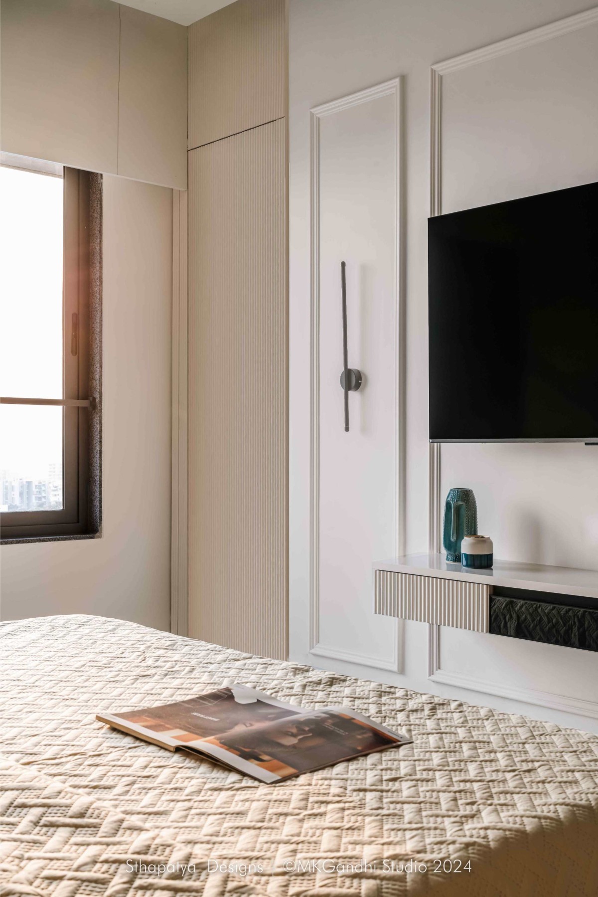 Master Bedroom of Vrundavan at Shivalik Sharda Harmony by Sthapatya Designs