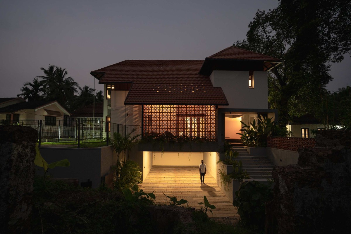 Dusk light exterior view of Swasti by Deearth Architects