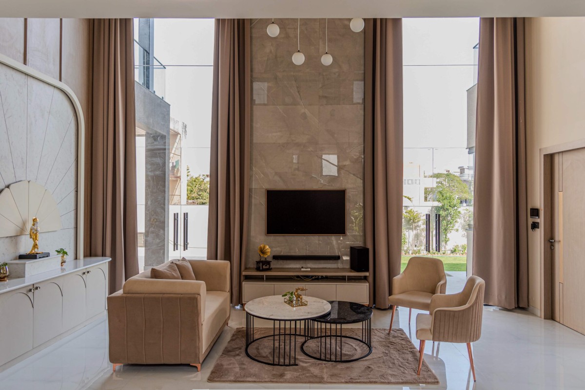 Double Height Living Room of The Lightwell Farmhouse by Studio Symposium