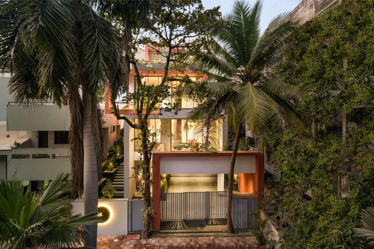 Dusk light exterior view of Prakashalay by Associated Architects (i) Pvt. Ltd.
