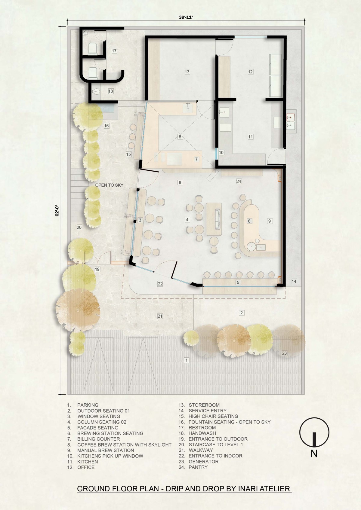 Ground Floor Plan of Drip And Drop by Inari Atelier