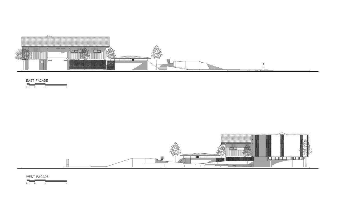 East & West Facade of PADI Rest Area by MIV Architects