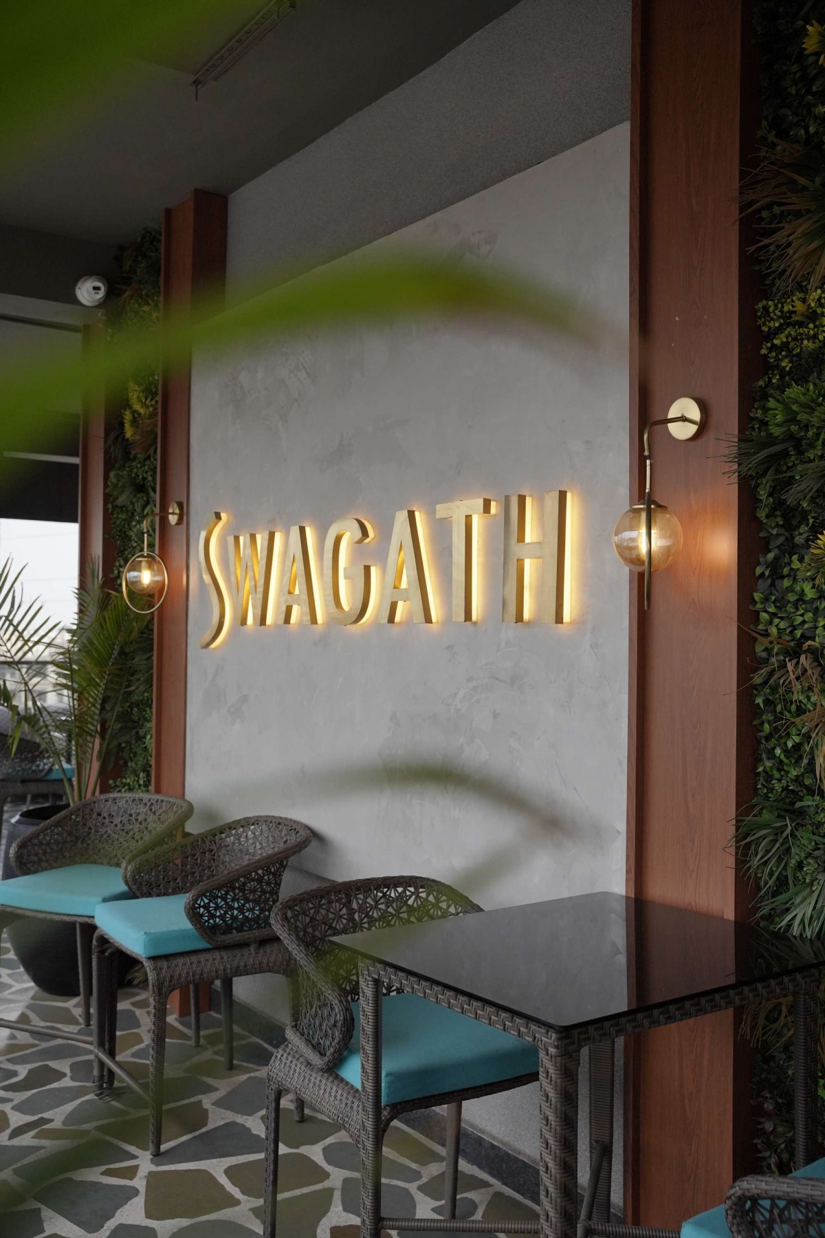 Outdoor dining of Swagath Restaurant & Bar by The Architects Collaborative