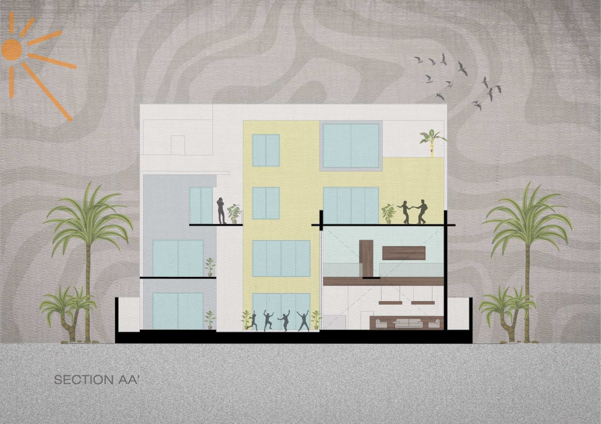 Section AA of Green Serene House by Manoj Patel Design Studio