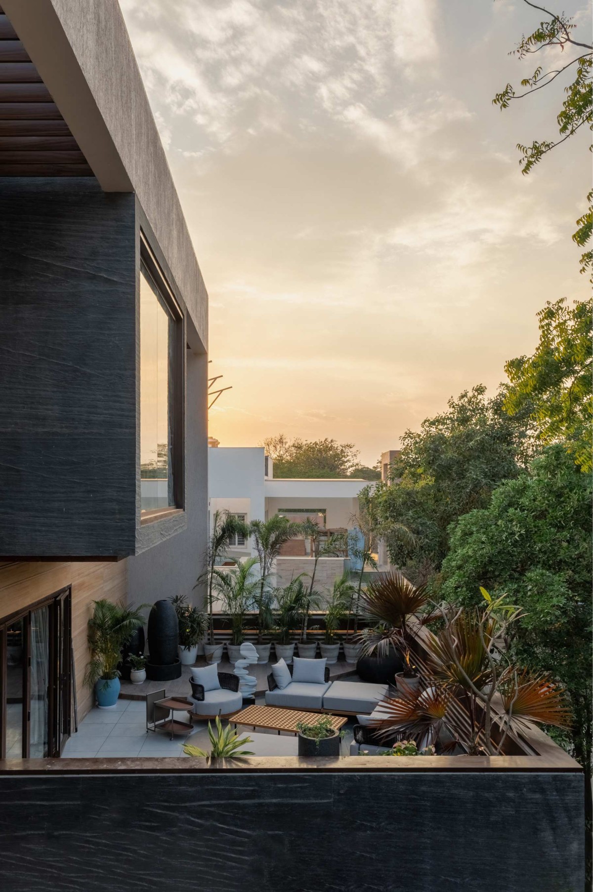 Terrace of Green Serene House by Manoj Patel Design Studio