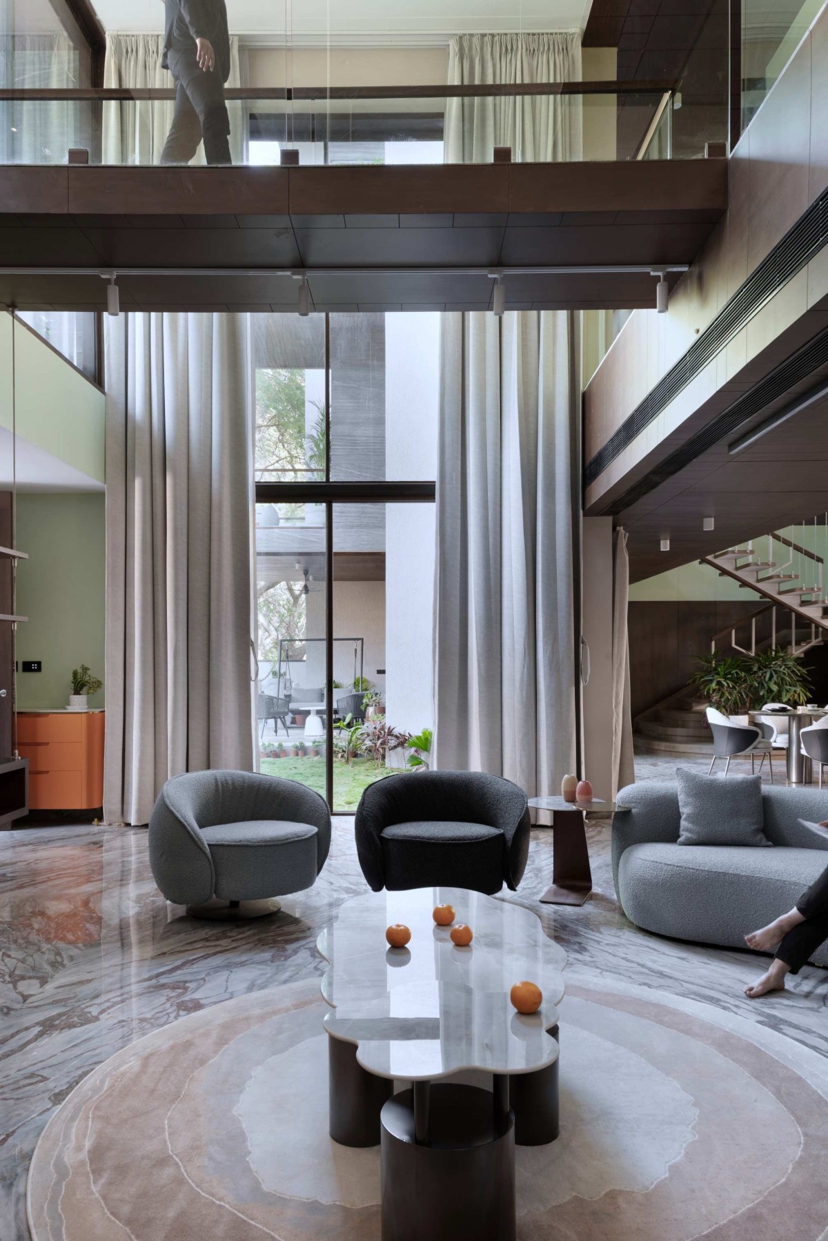 Living room of Green Serene House by Manoj Patel Design Studio