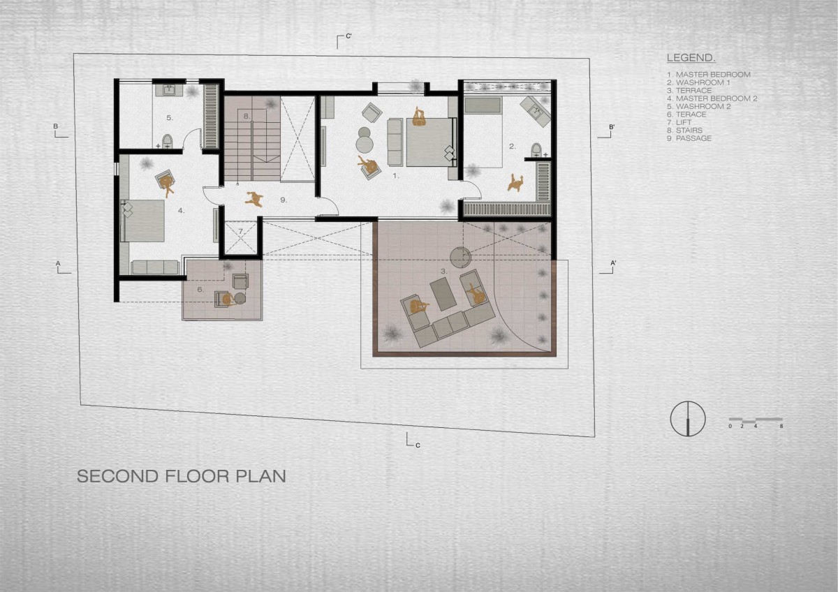 Second Floor Plan of Green Serene House by Manoj Patel Design Studio
