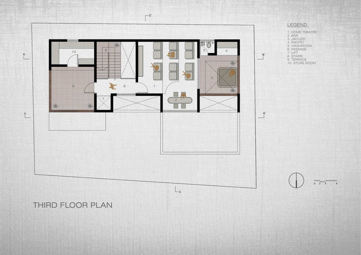Terrace Floor Plan of Green Serene House by Manoj Patel Design Studio
