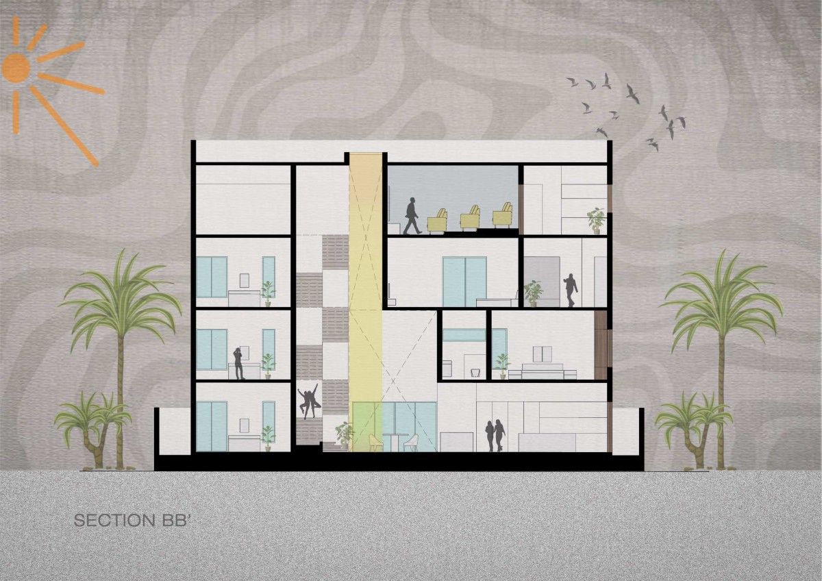Section BB of Green Serene House by Manoj Patel Design Studio