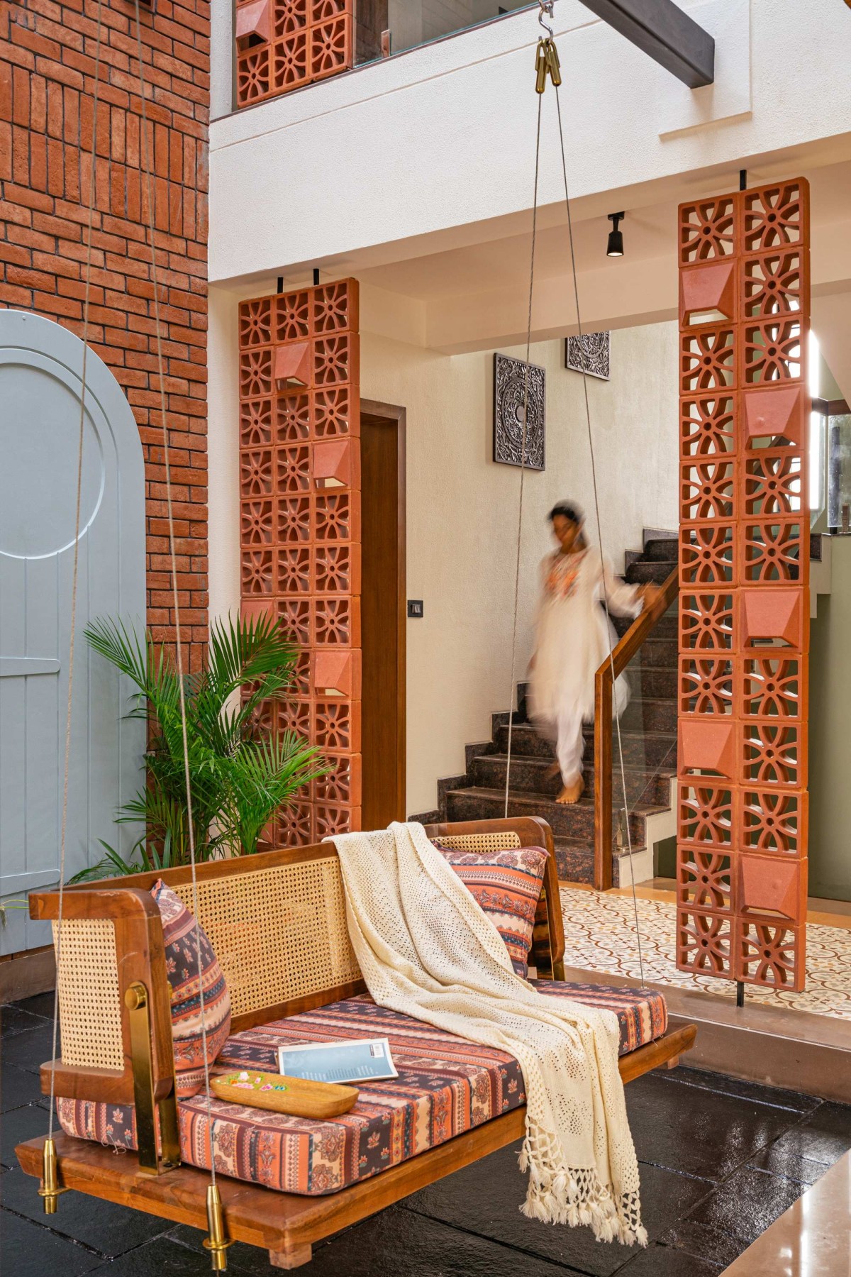 Swing at central courtyard of Aangan by Avnish Singh Design Studio