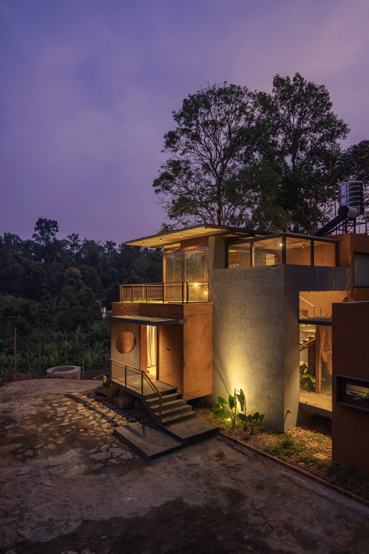 Dusk light exterior view of Urul by Studio Terratects