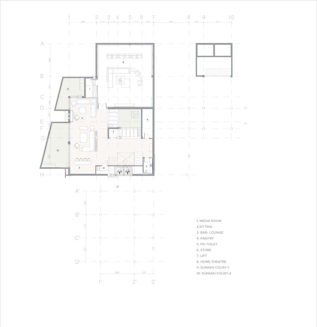 Basement Plan of The Pastel House by Creative Designer Architects