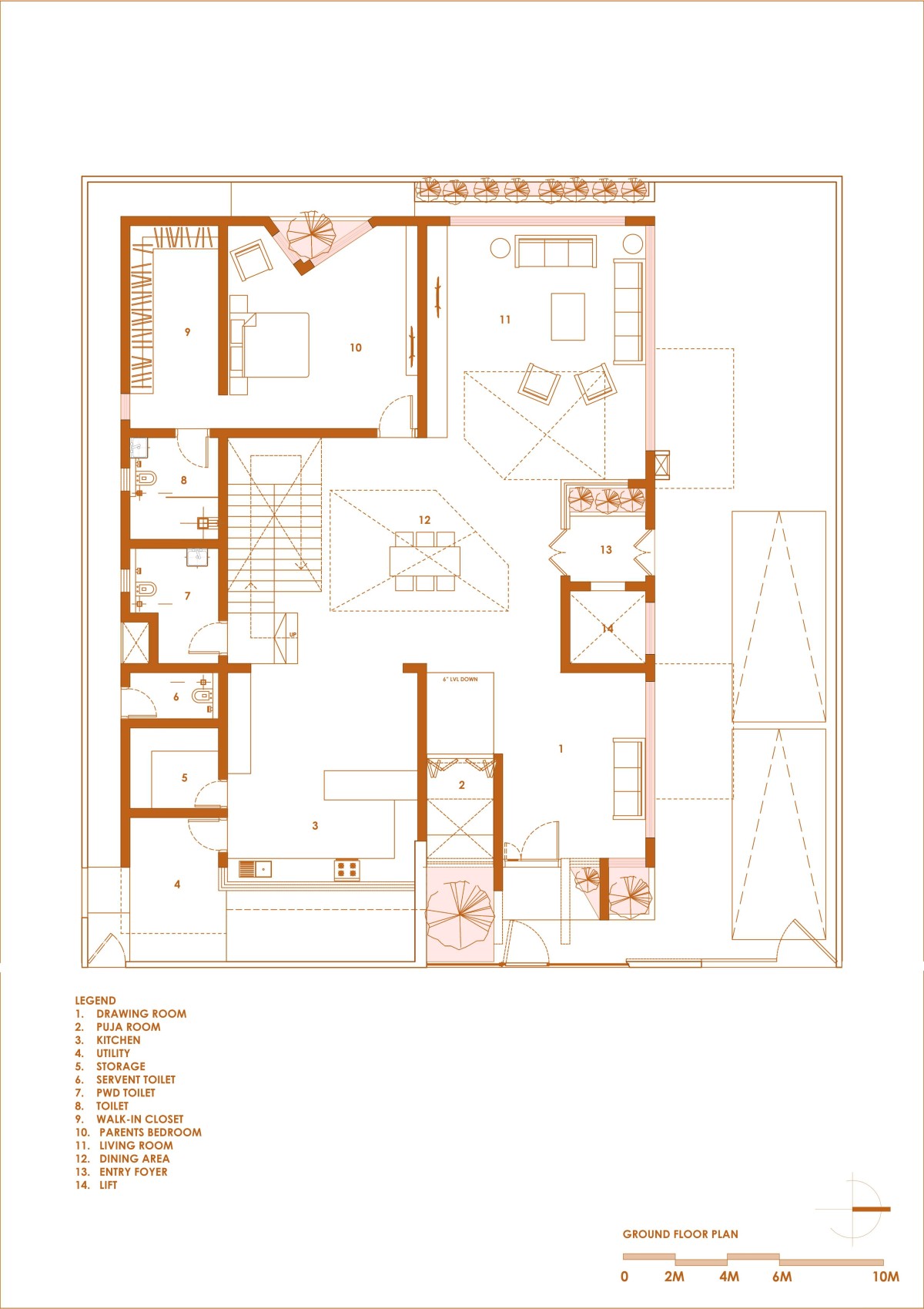 Ground Floor Plan of Arjun Residence by Studio8055