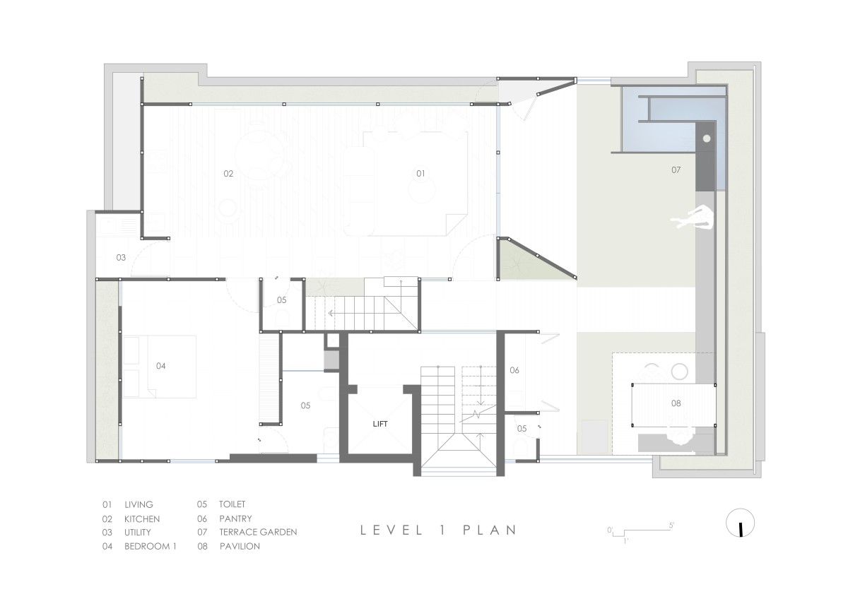 Level 1 Floor Plan of Preset House by iha Architecture