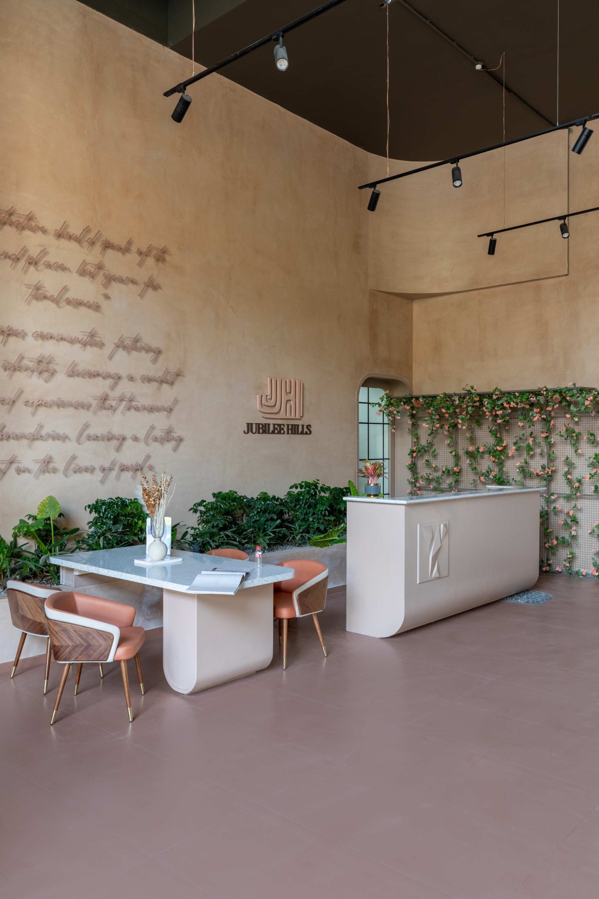 Discussion Table to Reception Area view of Earthen Hues - Office by Sankalp Designers