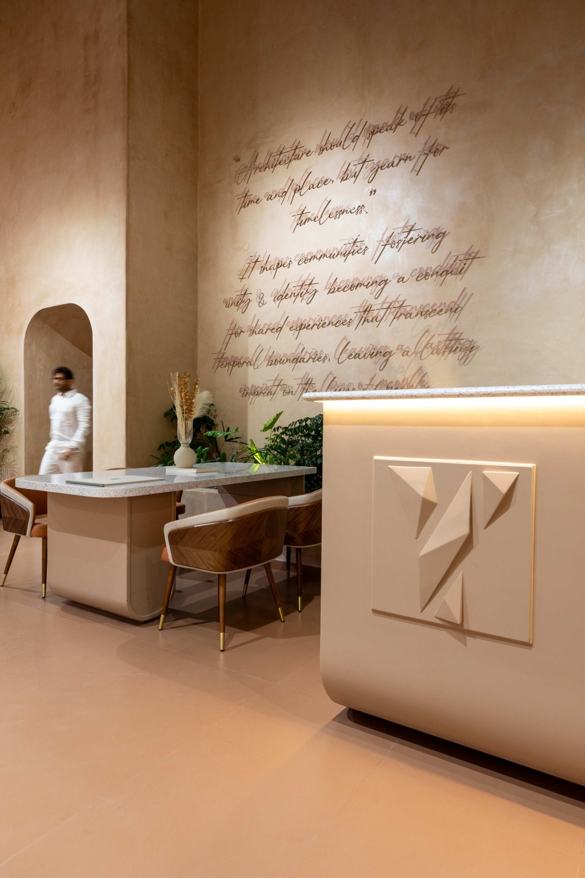 View from reception area of Earthen Hues - Office by Sankalp Designers