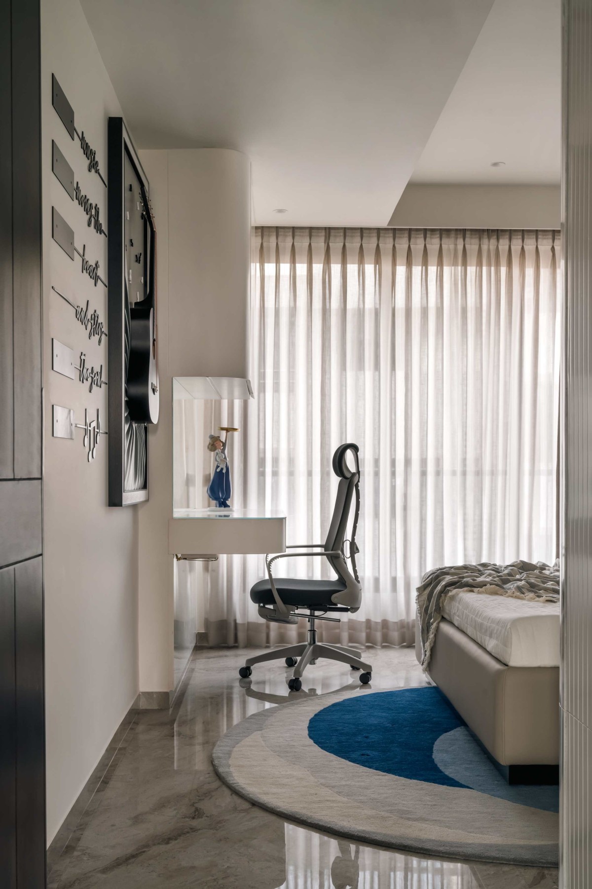 Daughter's Bedroom of 4BHK Apartment at Akshar Iland By Scj Architects & Interior Designers