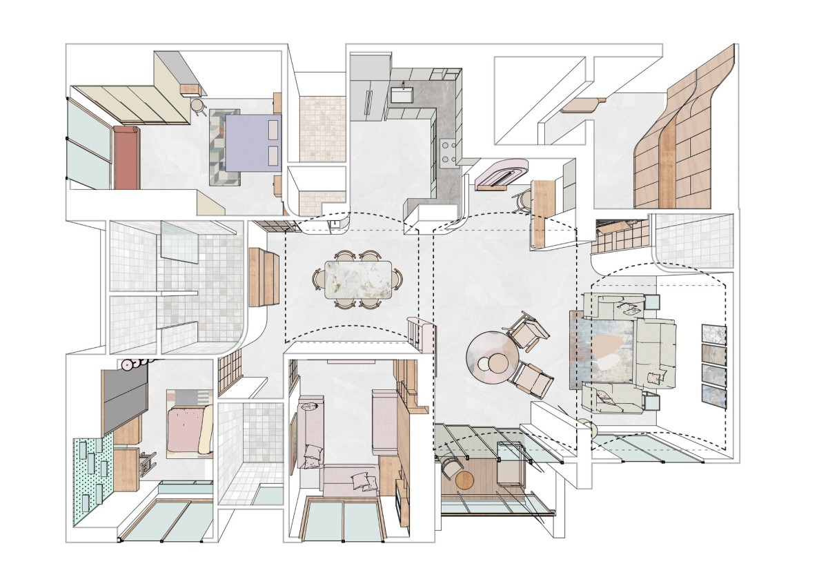Plan of Apartment B-1304 by Studio 4000