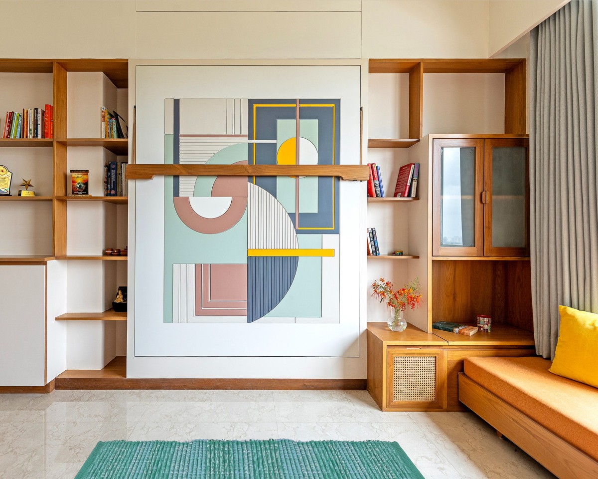 Library room of Apartment B-1304 by Studio 4000