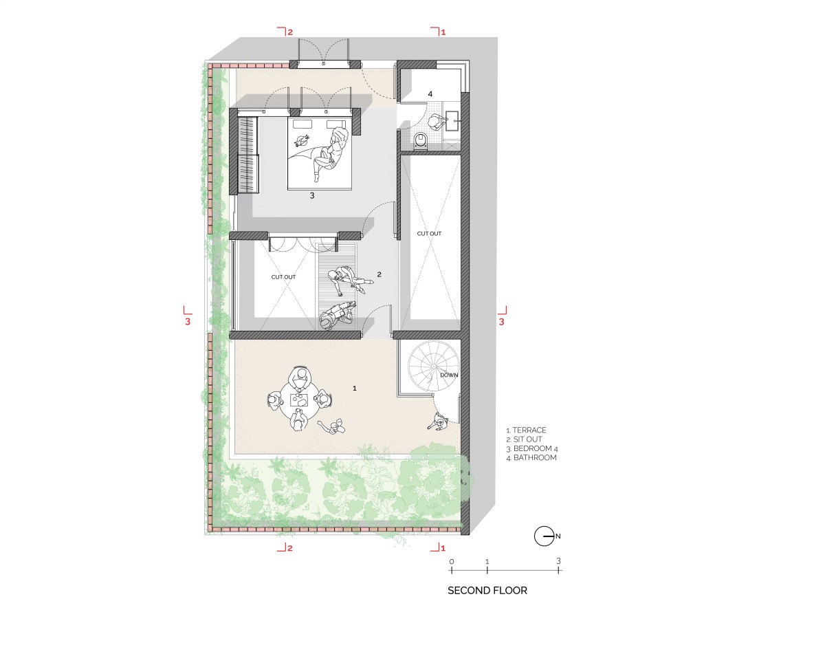 Second Floor Plan of A Dialogue with the Past House by A Threshold