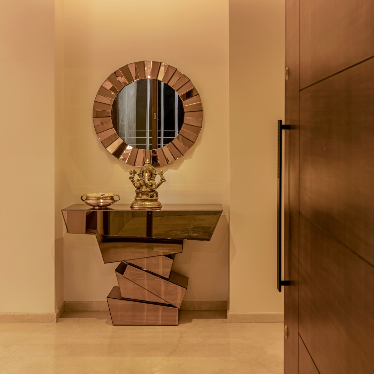 Console table at foyer of Basil House by Studio216 by N&G
