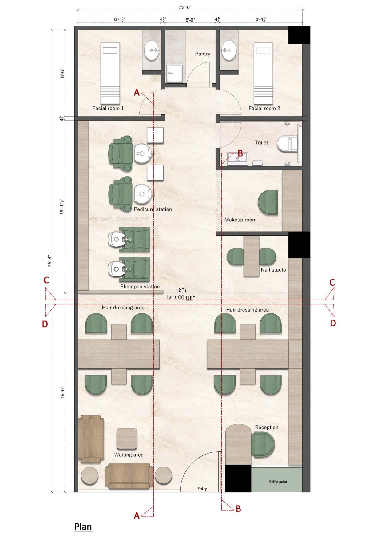 Plan of Neeldavid’s Salon by Studio MaYa