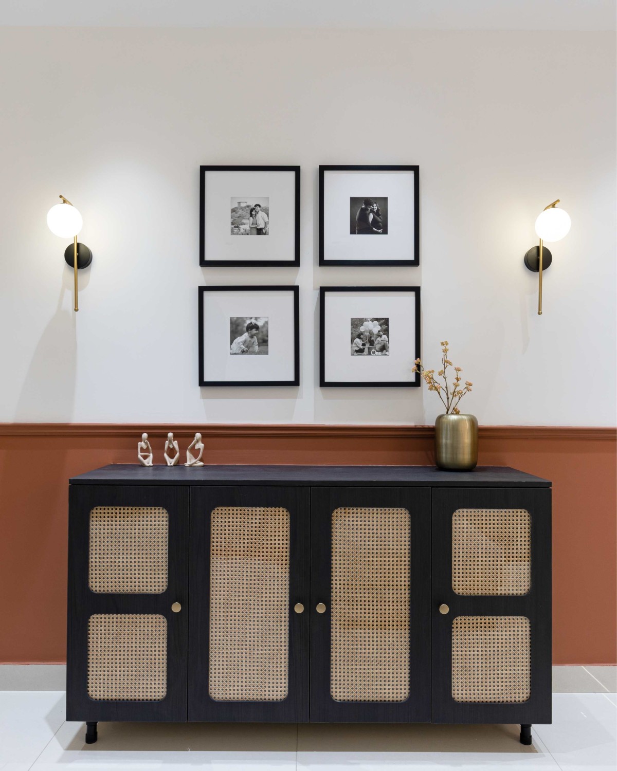 Entrance console of Whispers of Earth & Elegance by Elevate Interiors