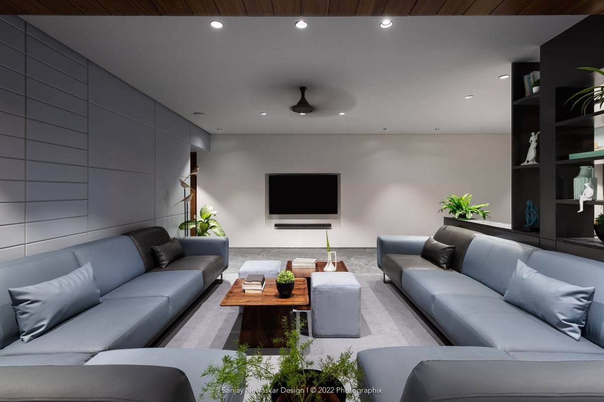 Living room of Cladded House by Sanjay Newaskar Designs LLP