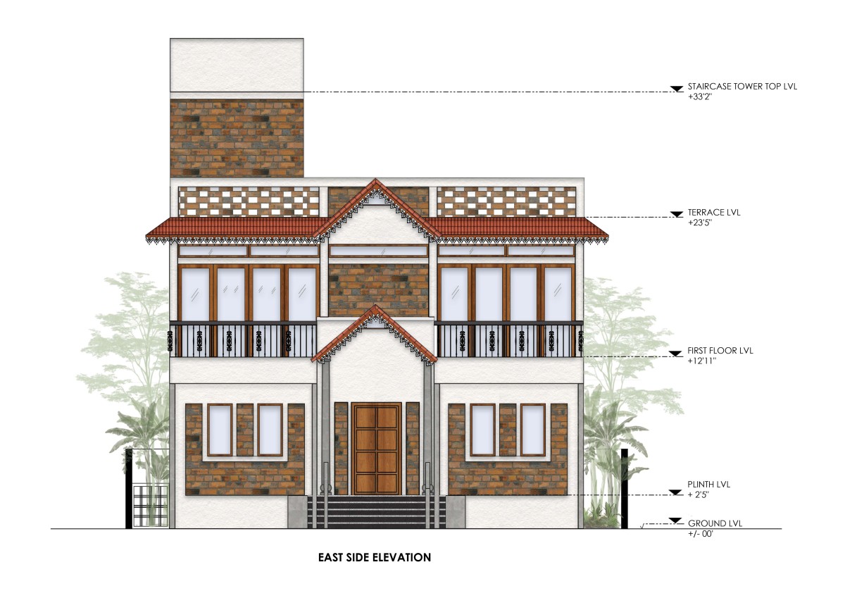 East Elevation of Courtyard House by Alkove-Design