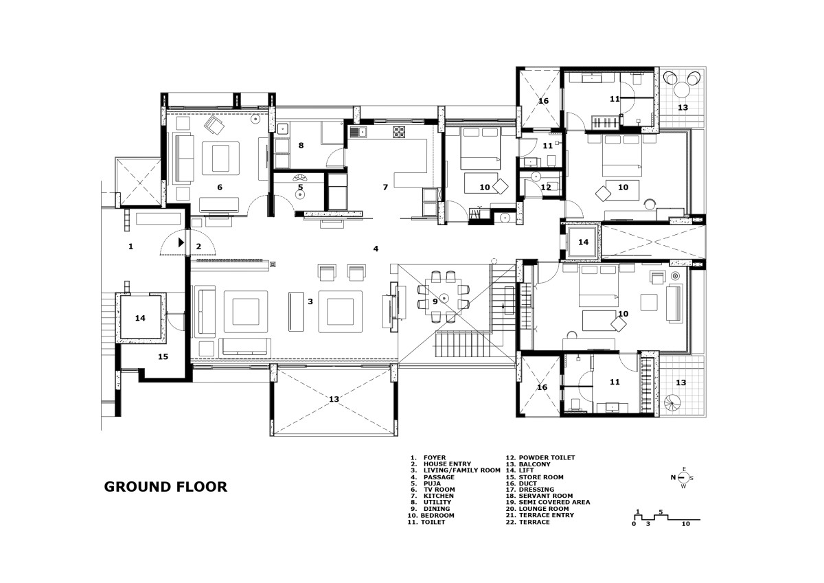 Ground Floor Plan of Mansukh Rojiwadia’s Penthouse by Dipen Gada & Associates