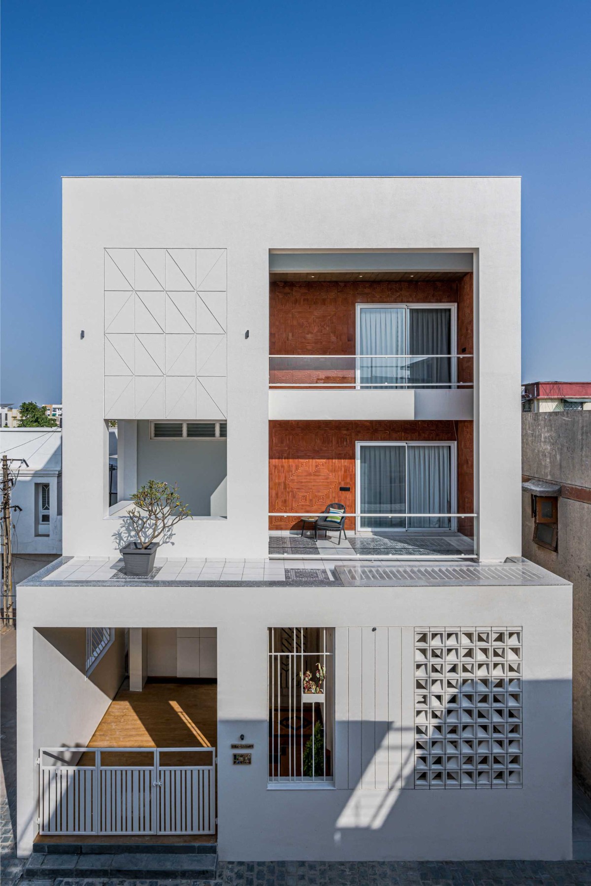 Exterior view of The Courtyard House by Manoj Patel Design Studio