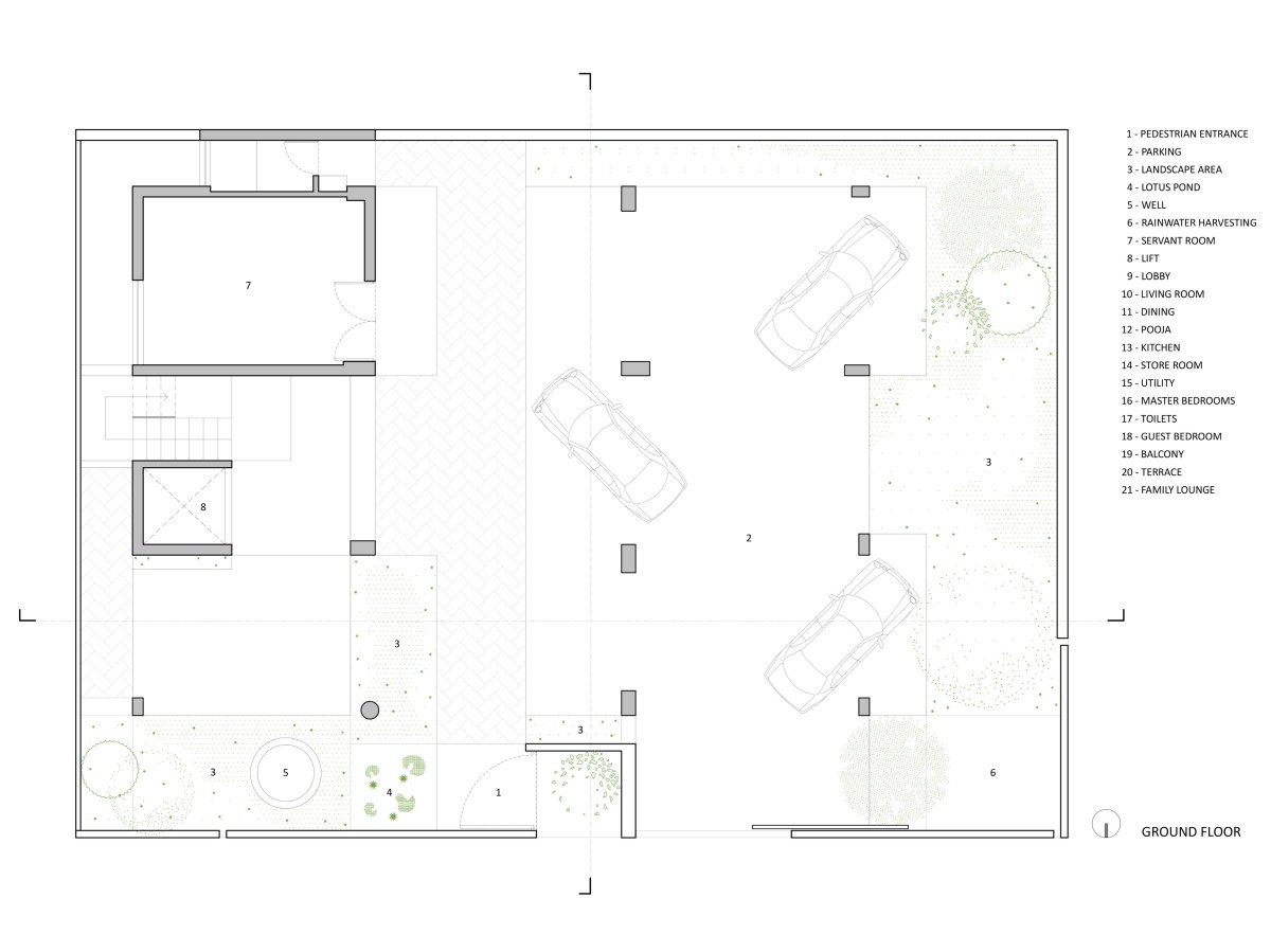 Ground floor plan of Ankle Residence by Rahul Pudale Design