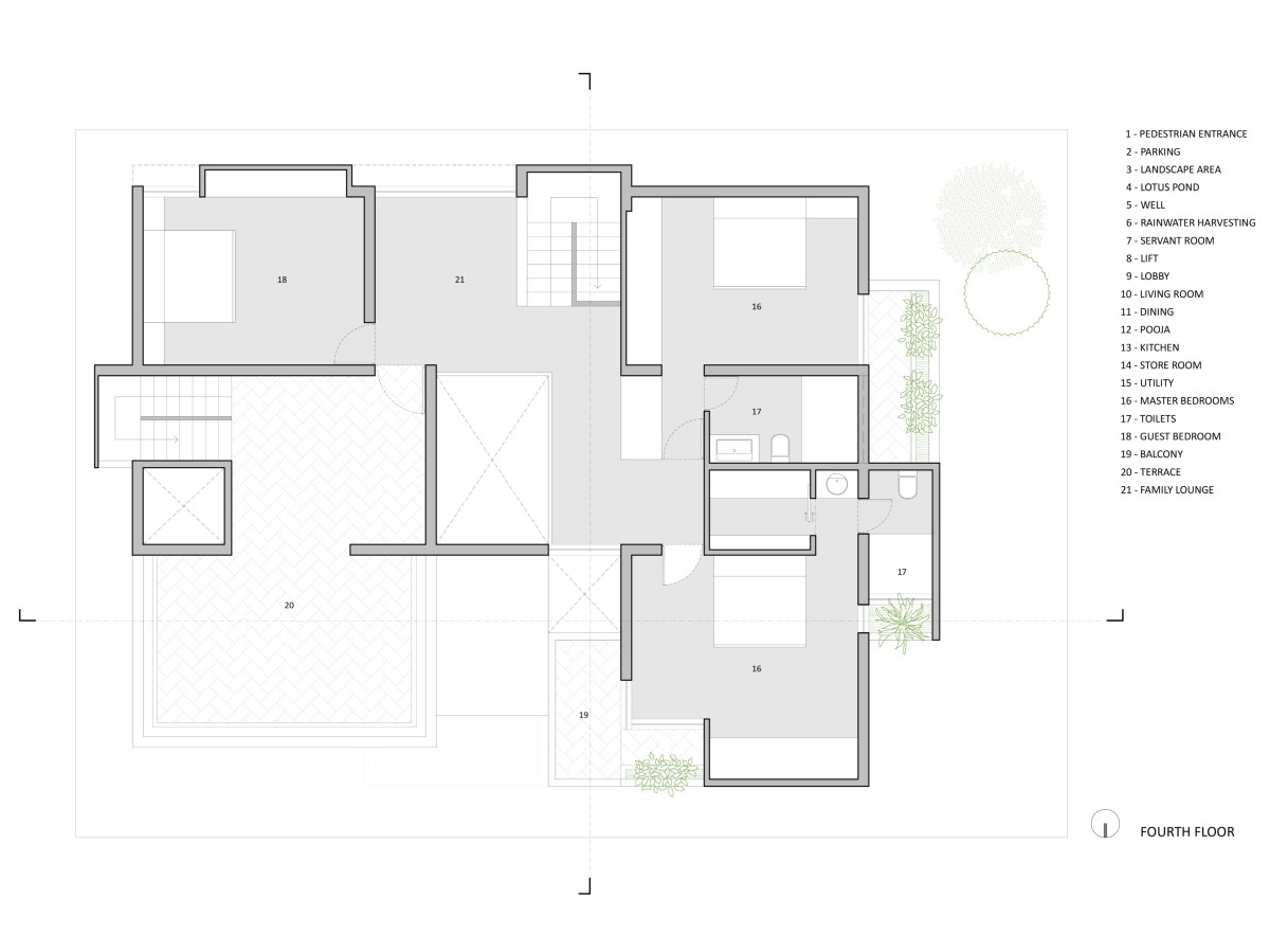 Fourth floor plan of Ankle Residence by Rahul Pudale Design