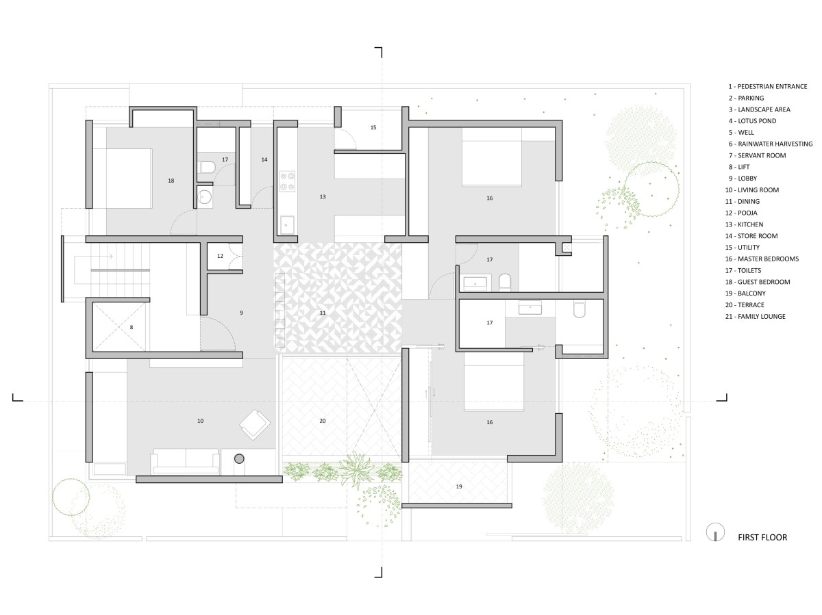 First floor plan of Ankle Residence by Rahul Pudale Design