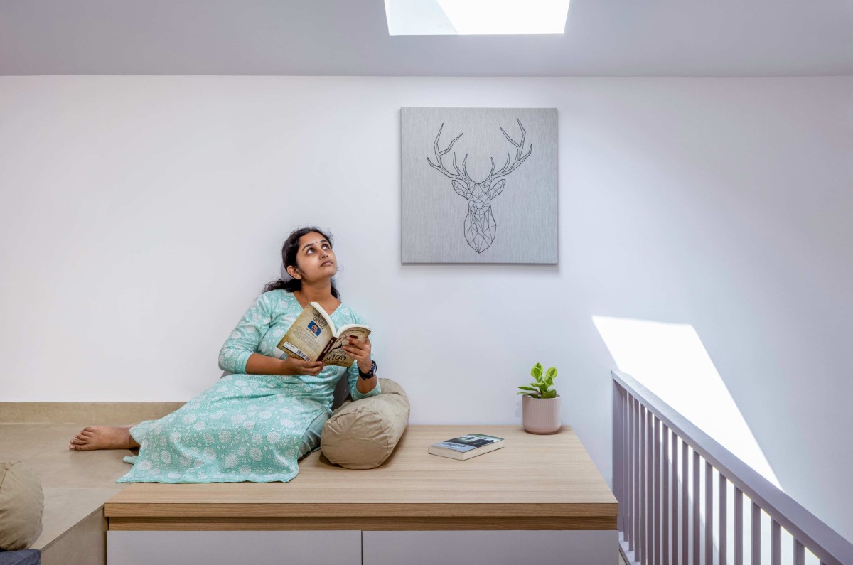 Seating area at mezzanine floor of Krishna by Attic Lab