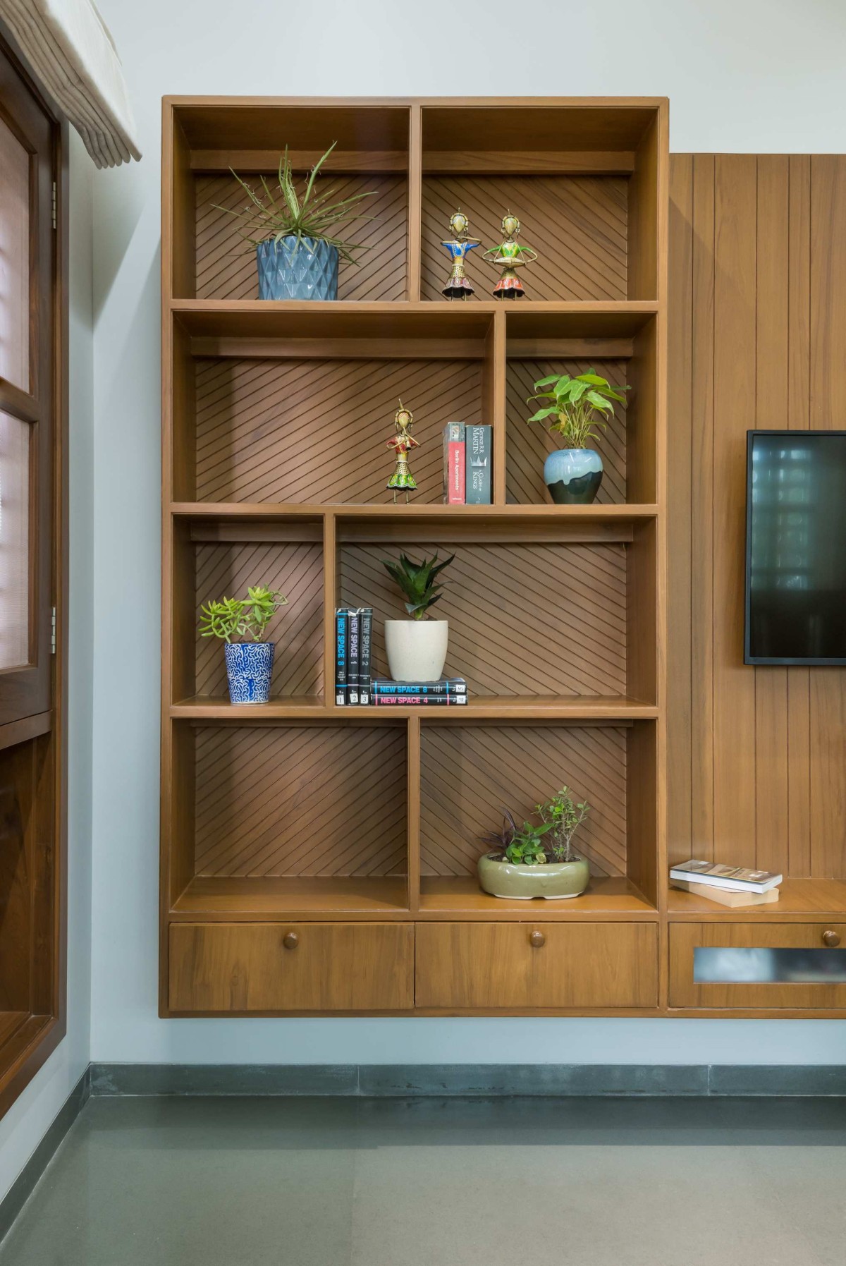 Master bedroom tv unit of An Indian Abode by K.N. Associates