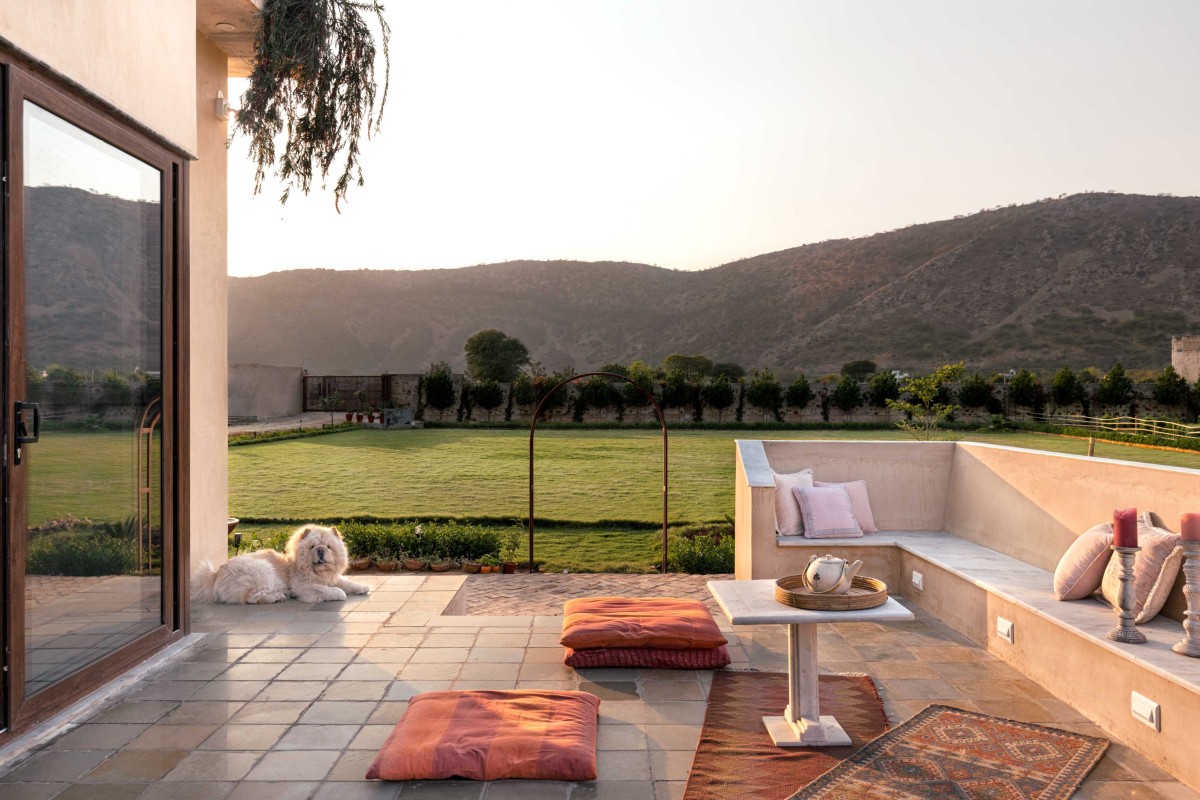 Outdoor seating area of Stone House by Sketch Design Studio