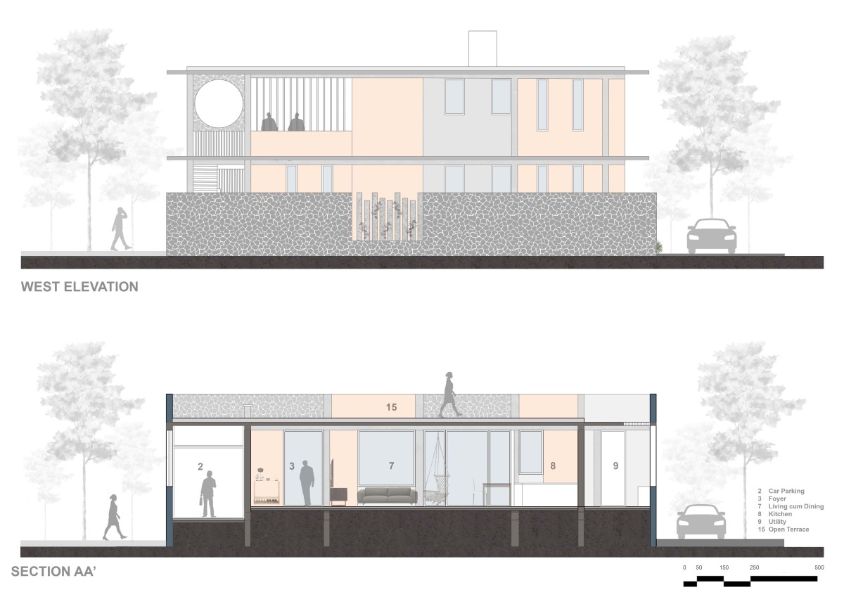 West Elevation of Alamu Nilayam by RP Architects