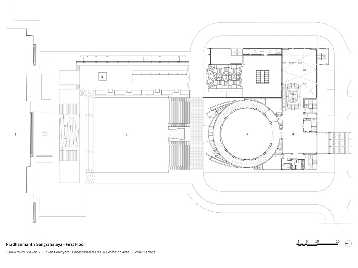 First Floor Plan of Pradhanmantri Sangrahalaya by Sikka Associates Architects