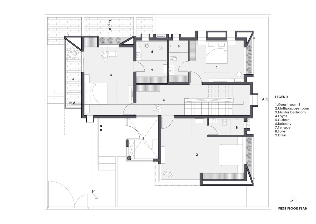 First Floor Plan of Ananta Bungalow by Kalajeet Architects