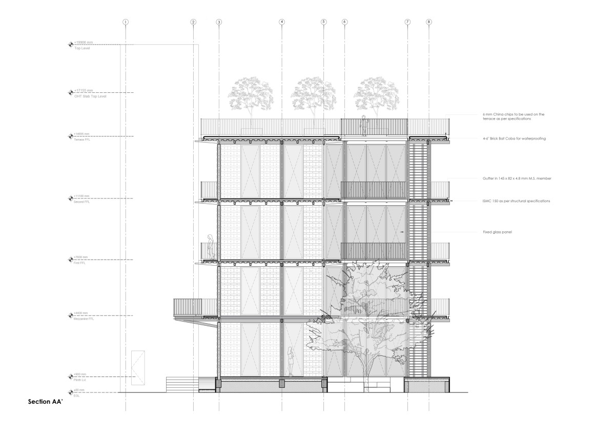 Section of Shri Khimji Ramdas Kanya Vidyalaya Science Lab by SPASM Design Architects