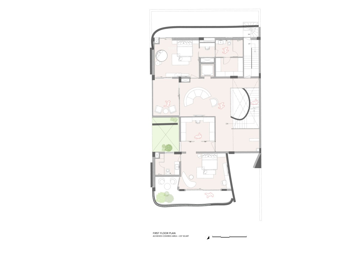 First Floor Plan of The Ribbon House by Studio Ardete