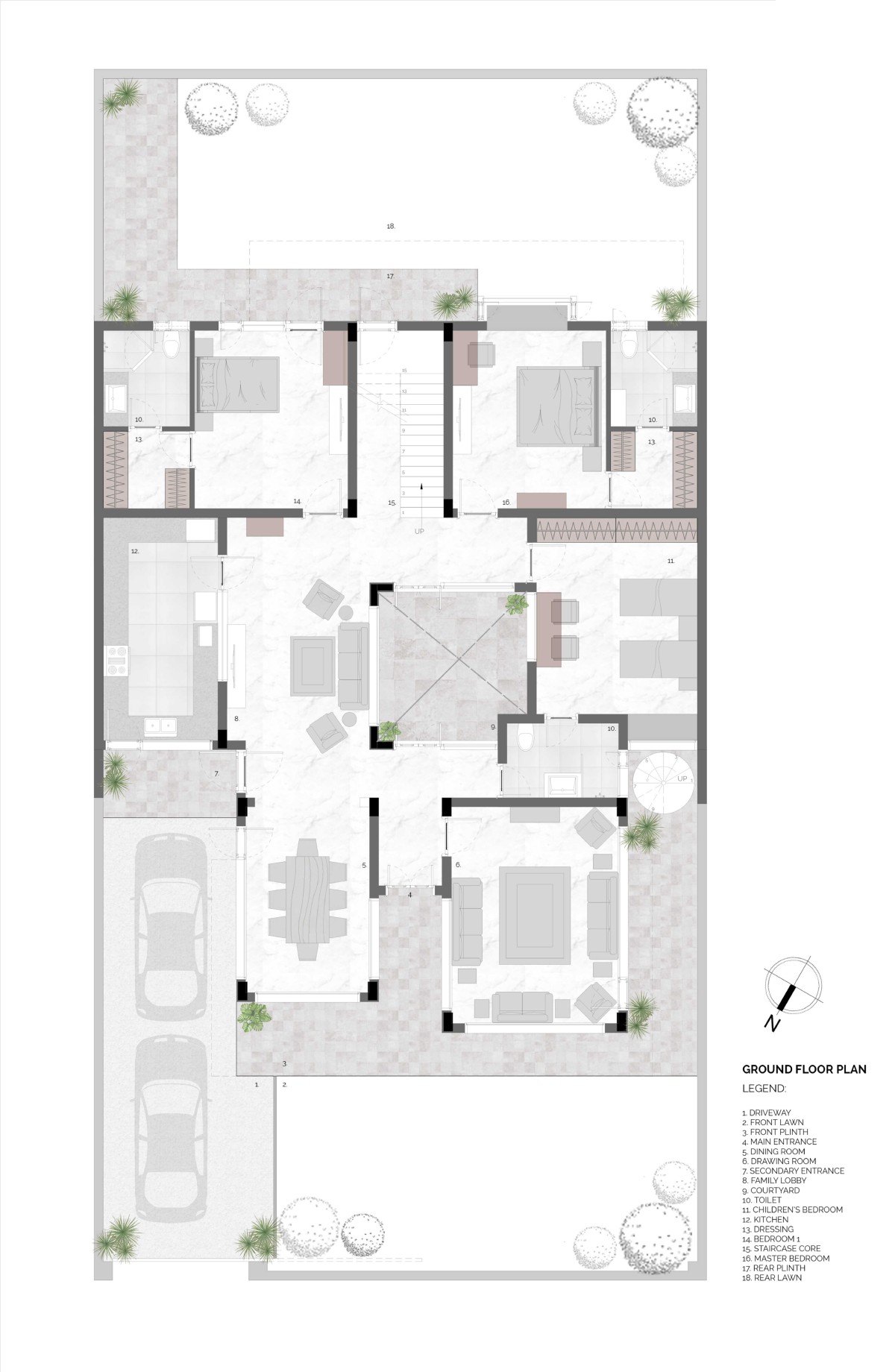Ground Floor Plan of The Tapered House by Studio Mohenjodaro