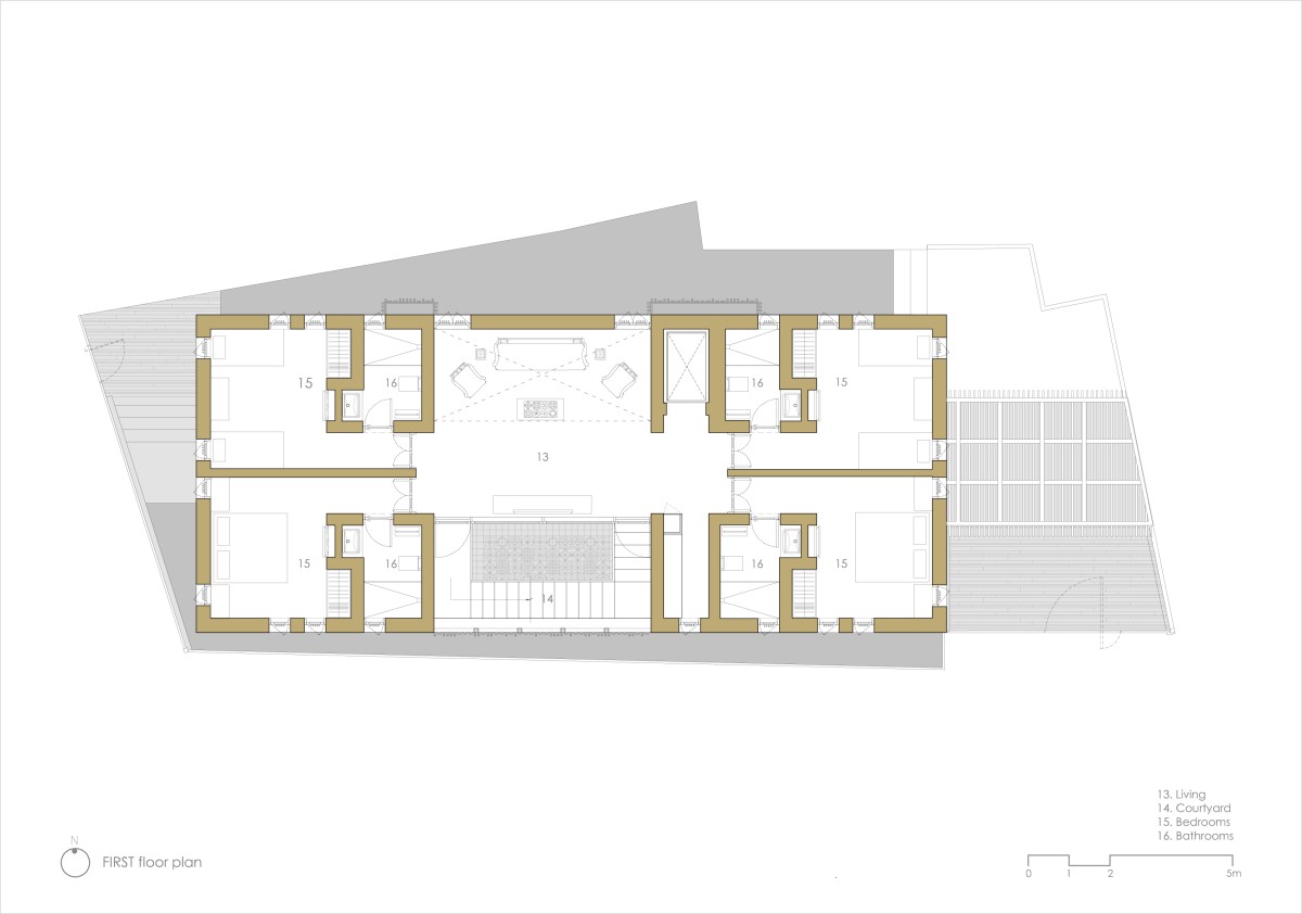 First Floor Plan of Mandvi House by SPASM Design Architects