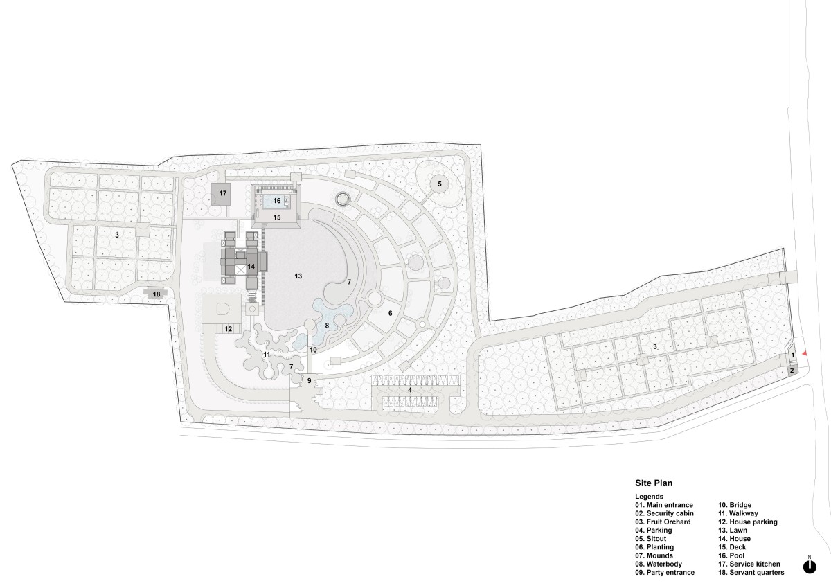 Site plan of Agrawal Farm by Urbscapes