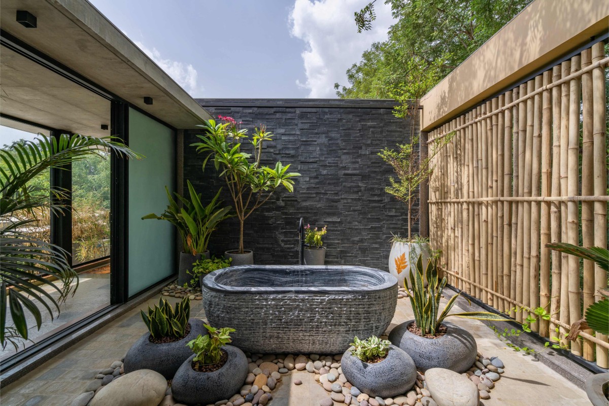 Courtyard of Kalrav Villa by VPA Architects