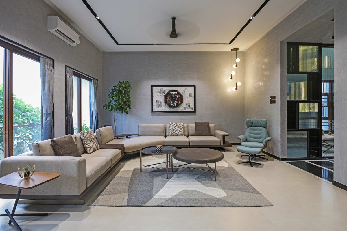 Living room of Krishna-Kunj by Saga Architects