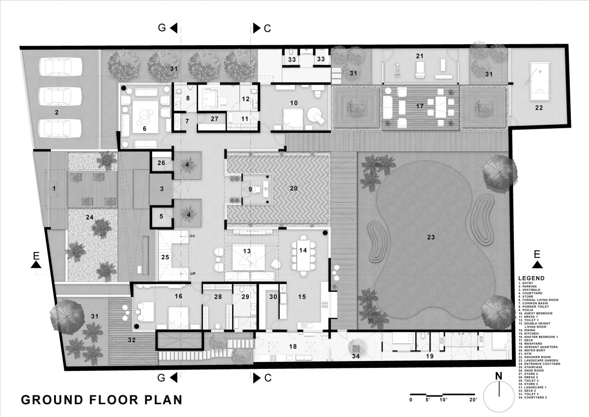 Ground Floor Plan of Sanctum Villa by VPA Architects