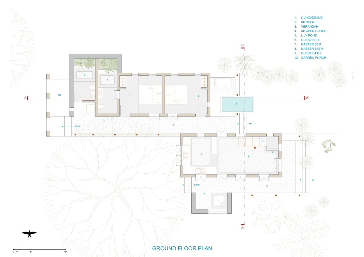 Ground Floor Plan of House of Reclaimed Gold by Out of The Box